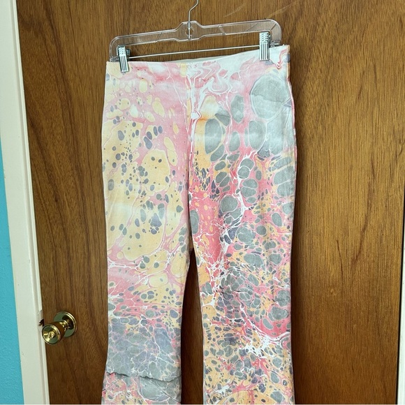 Lefty Multicolor Custom Dyed Marbled High Rise Kick Flare Pants - Picture 2 of 8